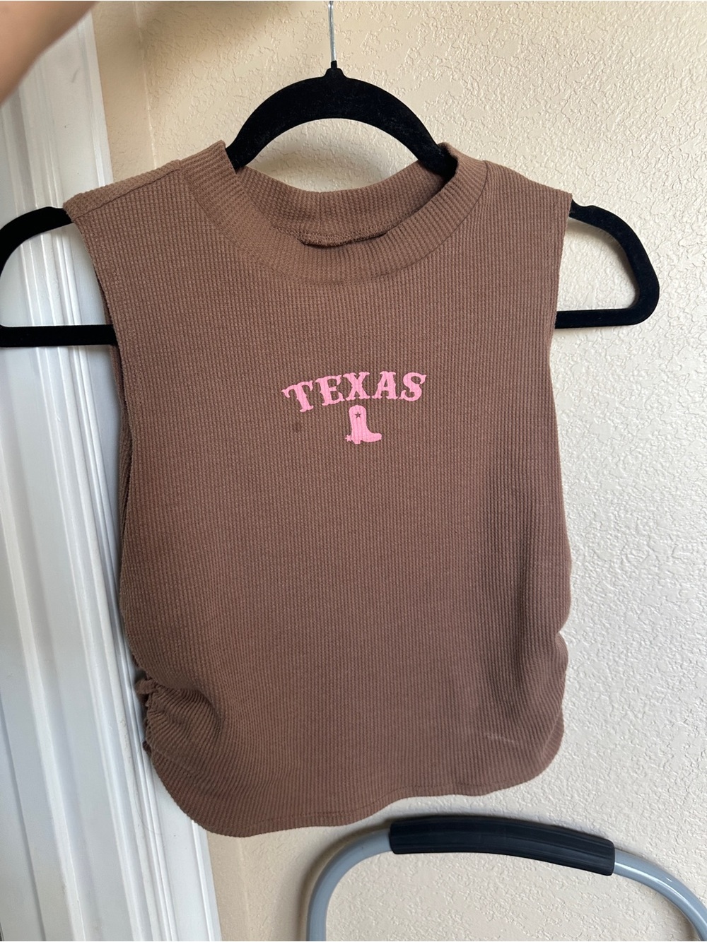 Homegirl Society Brown Texas Cowgirl Cropped Tank Top